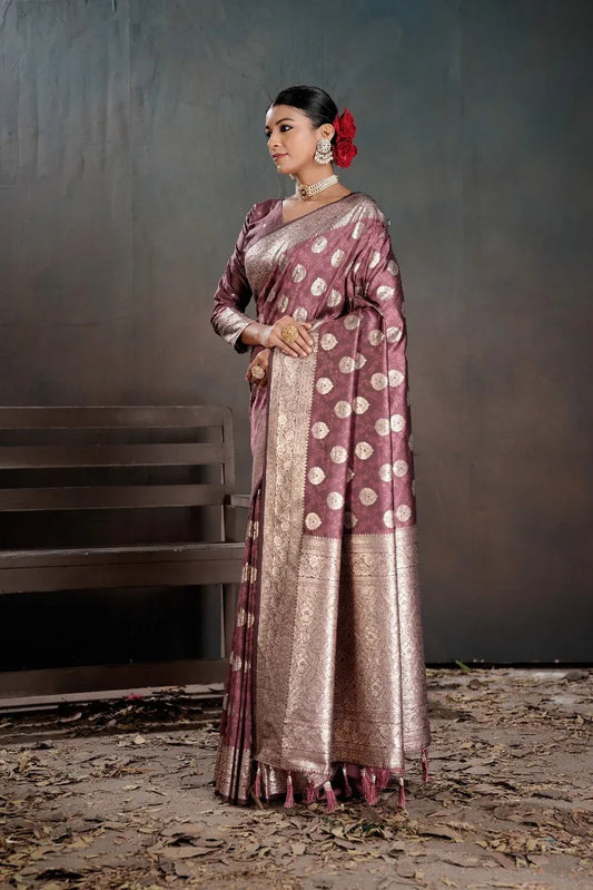 Soft Silk Chitt Pallue With Blouse Weaving Silk Saree - EZBER