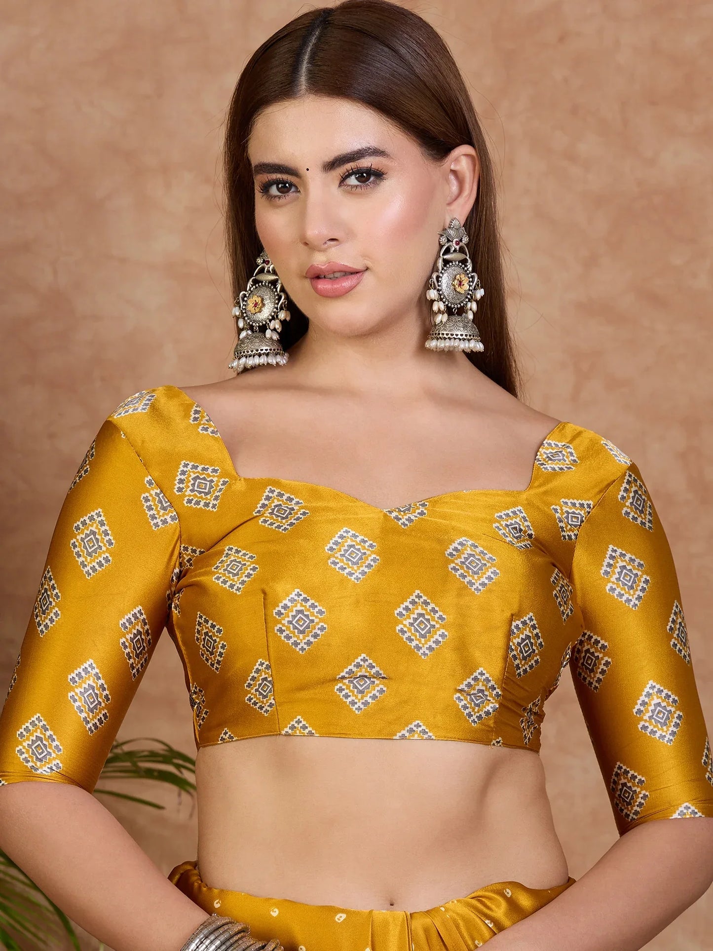 Yellow Semi Modal Saree With Blouse Piece - EZBER