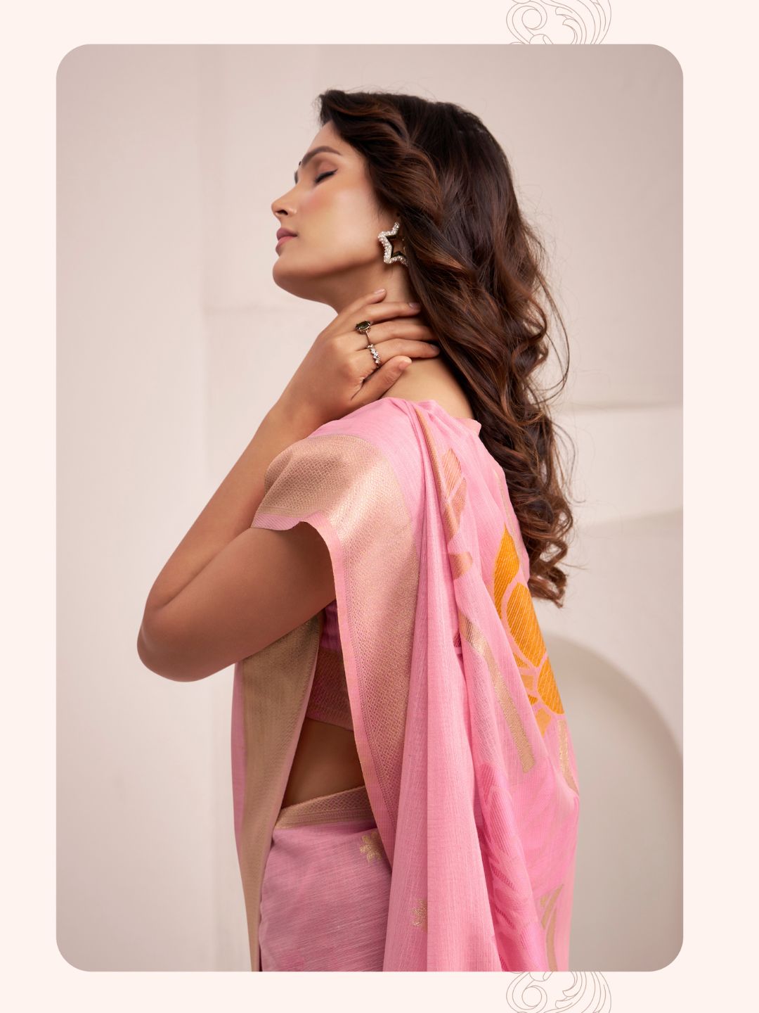 Soft Linen With Big Jaquard Pallu Handloom Saree
