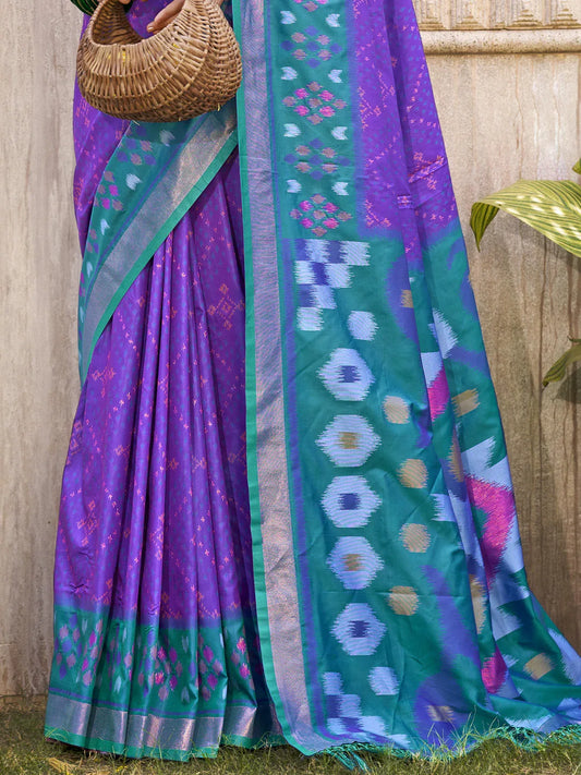 Purple Silk Saree with Blouse Piece | EZBER