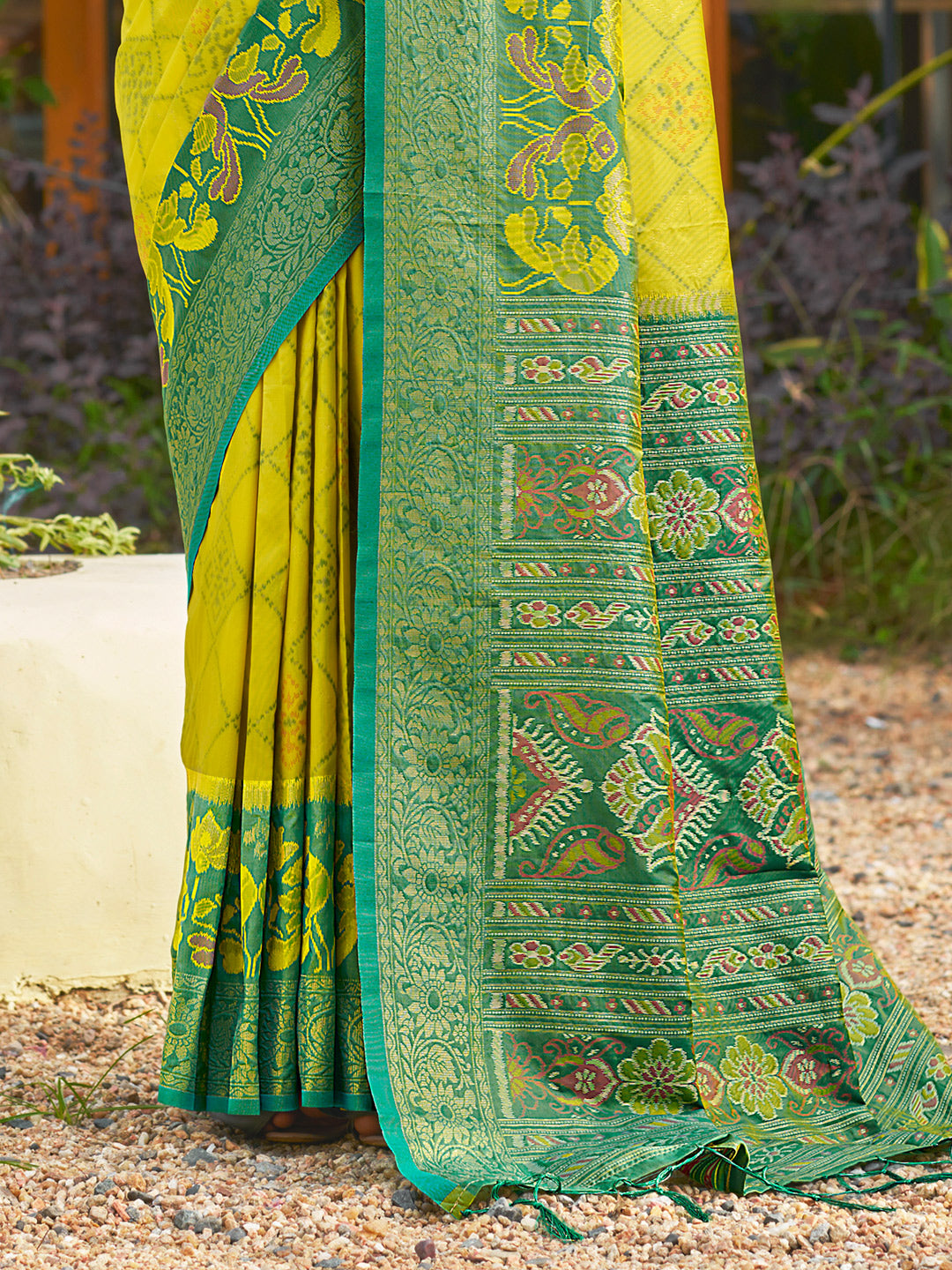 Green Saree Pochampalli Silk with Blouse
