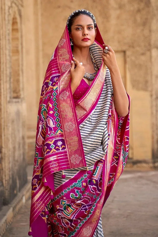 Purple Patola Saree with Blouse Piece | EZBER