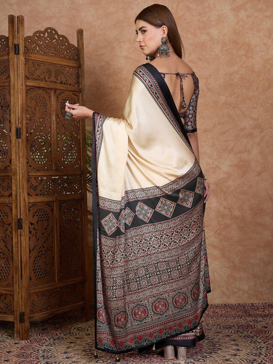 Black Semi Modal Saree | EZB GF02 LUX 21001 - EZBER