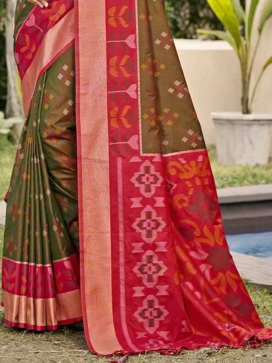 Brown Silk Brocade Saree | EZB SI04 ASPOC2006