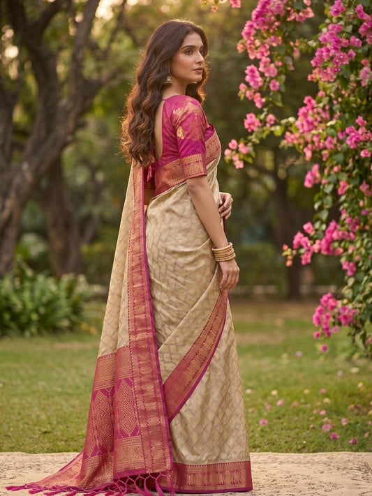 Cotton Brown Pink Handloom Saree | EZB SI04 SUMAD1005 - EZBER