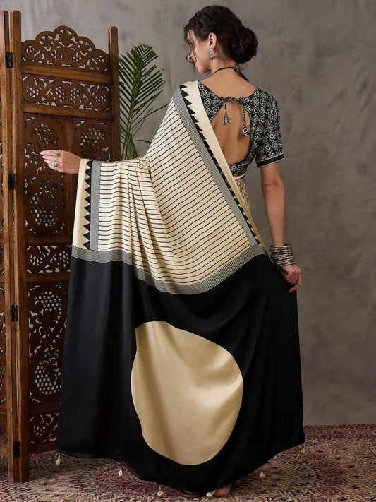 Cream Semi Modal Saree | EZB GF02 LUX 6006 - EZBER