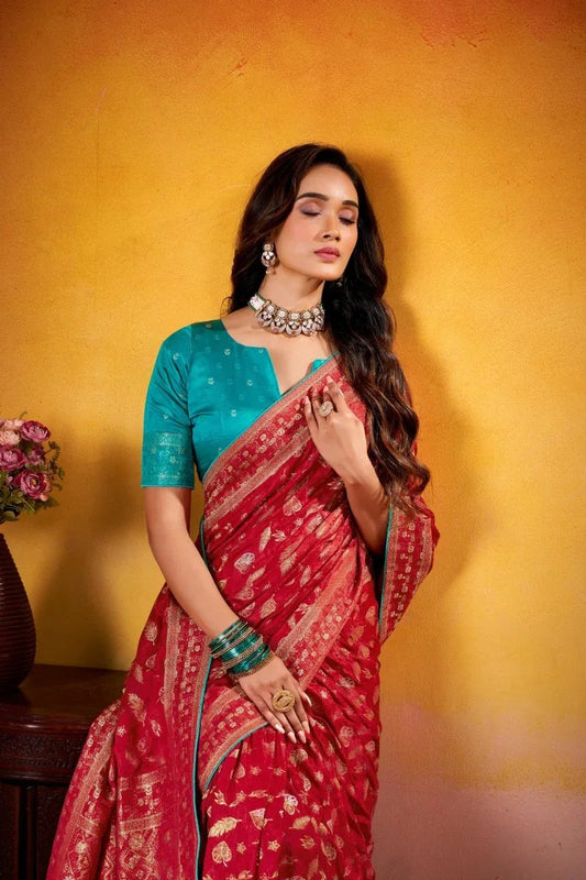 Fancy Dolla Silk Woven Design Work Handloom Silk Saree With Blouse Piece - EZBER