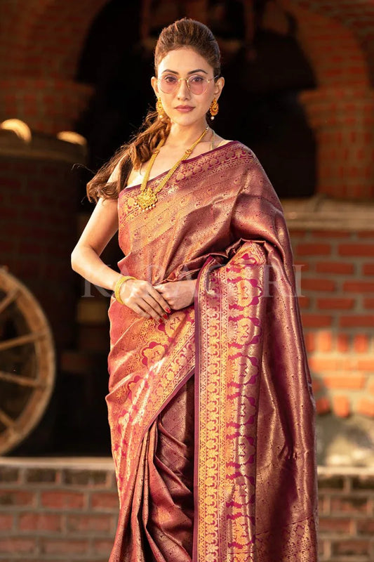Fandango Purple Kanjivaram Saree - EZBER