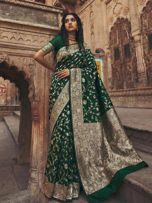 Green Art Silk Brocade Saree | EZB SI04 SUMKD1004 - EZBER