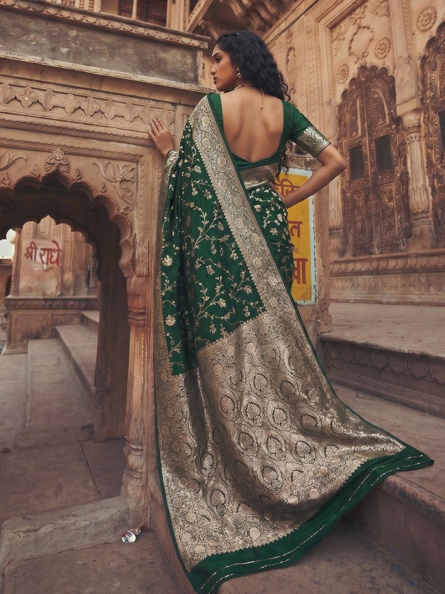 Green Art Silk Brocade Saree | EZB SI04 SUMKD1004 - EZBER