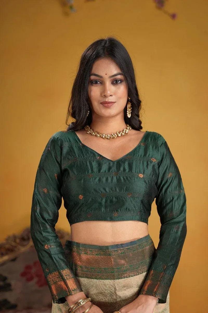 kanjeevaram-silk-rich-pallue-with-contrast-blouse-weaving-silk-saree-4368782 - EZBER