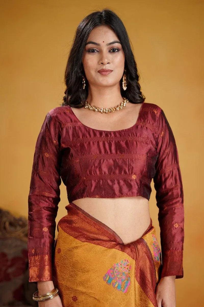 kanjeevaram-silk-rich-pallue-with-contrast-blouse-weaving-silk-saree-4867074 - EZBER