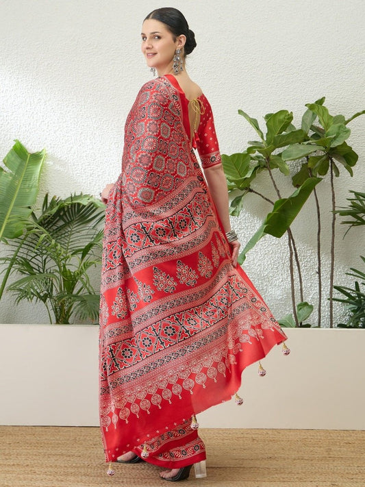Modal Raani Printed Saree | EZB GF02 LUX 16006 - EZBER