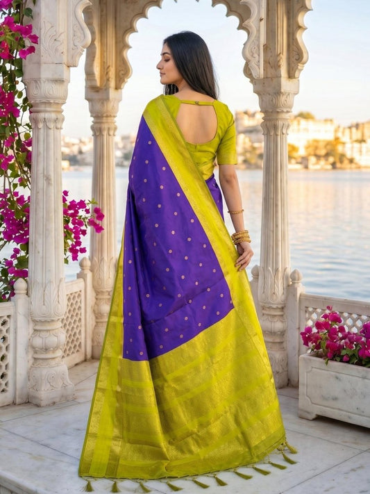 Navy Silk Blend Handloom Saree | EZB SI04 SUKAS1005 - EZBER