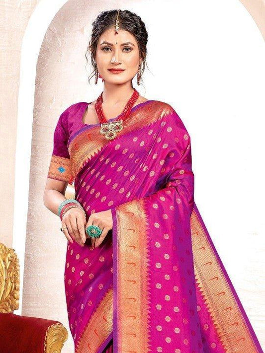Purple Silk Saree with Blouse Piece | EZBER