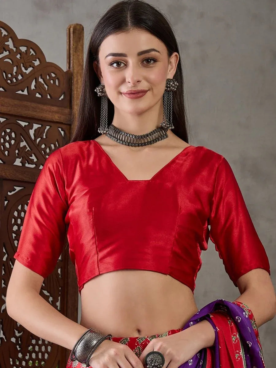 Purple Semi Modal Saree With Blouse Piece - EZBER