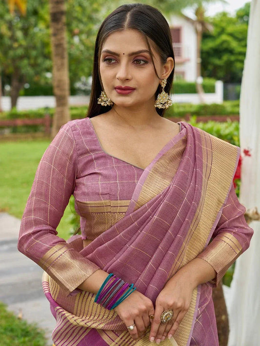 Purple Tissue Saree with Blouse Piece | EZBER