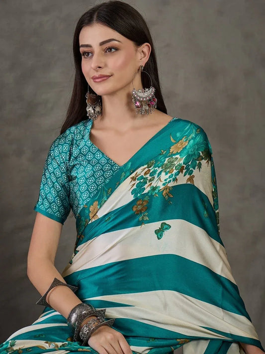 Raama Semi Modal Saree With Blouse Piece - EZBER