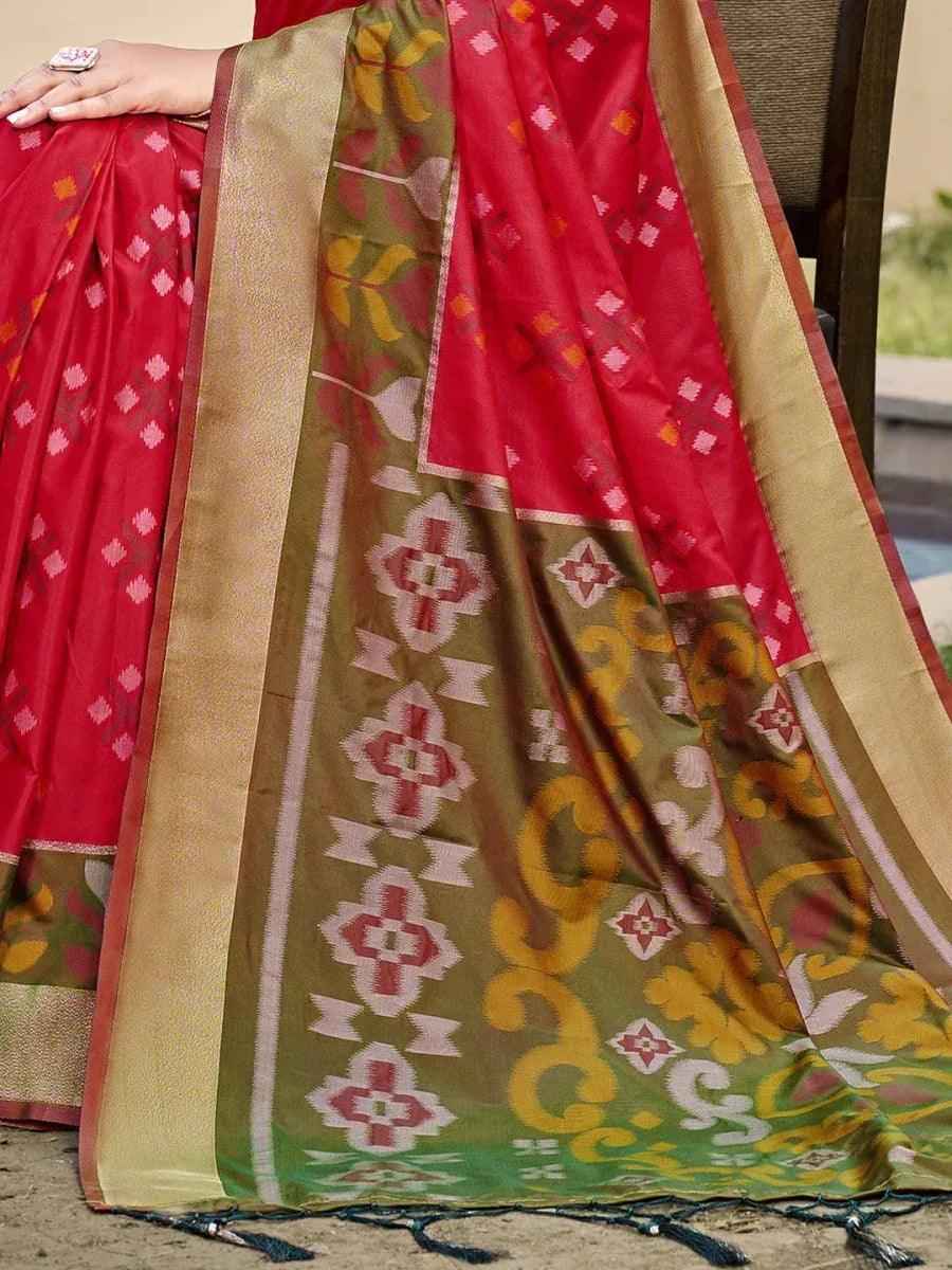 Red Silk Brocade Saree | EZB SI04 ASPOC2004