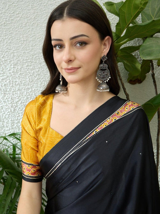 Semi Modal Yellow Printed Saree | EZB GF02 LUX 10006 - EZBER
