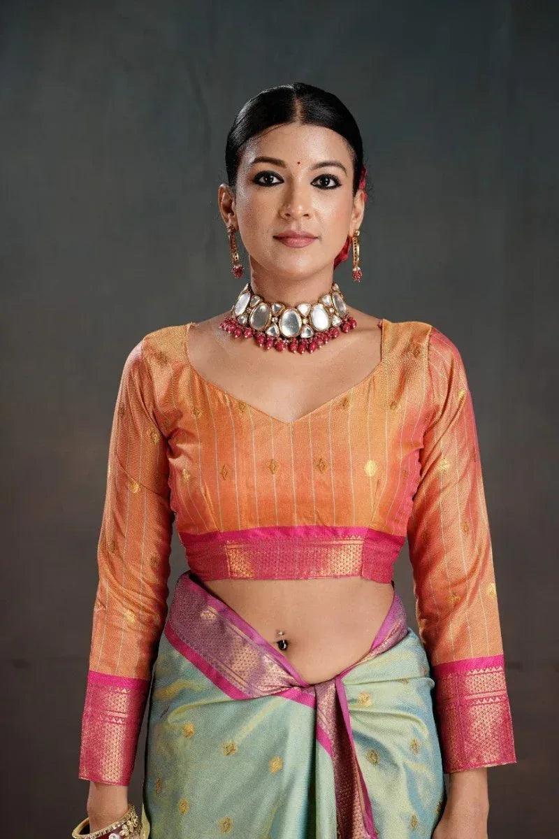 soft-silk-chitt-pallue-with-contrast-blouse-weaving-saree-5000075 - EZBER