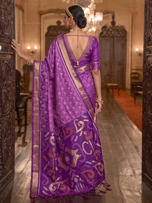 Lavender & Purple Soft Silk Ikat Saree | EZB SI04 SUADI1006