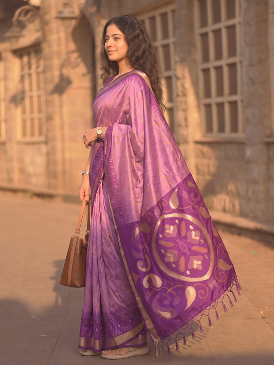 Lavender Soft Silk Ikat Saree | EZB SI04 SUIDR1006