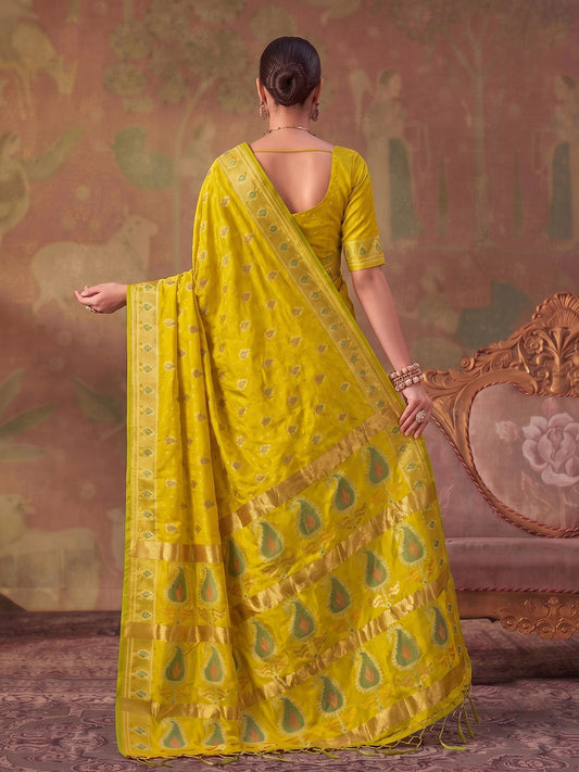 Mustard Soft Silk Woven Paisley Saree | EZB SI04 SUKHV1007