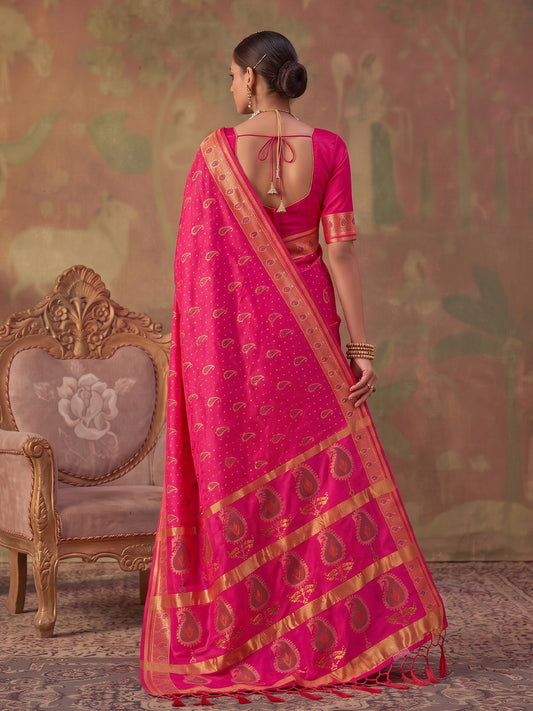 Light Pink Soft Silk Woven Paisley Saree | EZB SI04 SUKHV1008