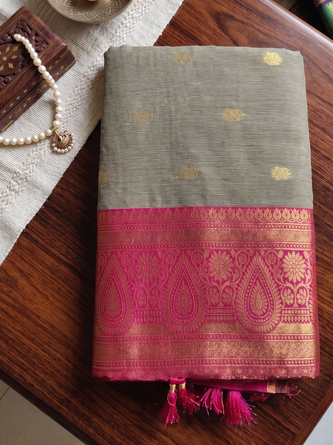 Brown & Pink Cotton Banarasi Saree | EZB SI04 SUMAD2005