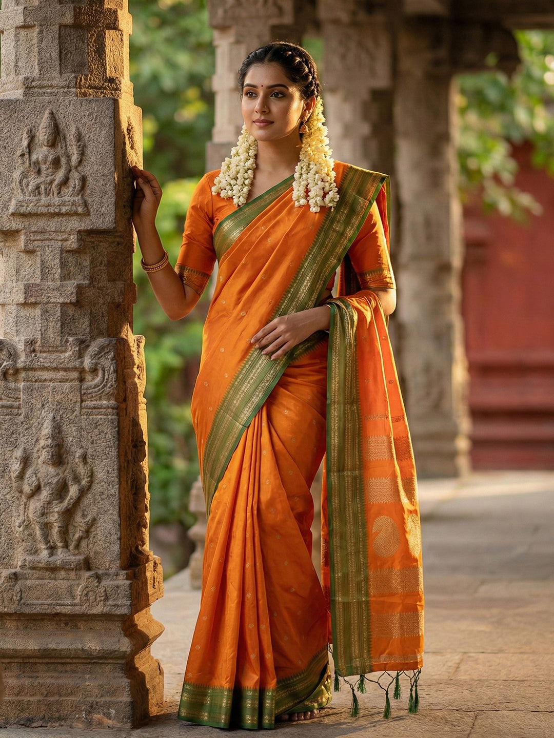 Mustard Soft Silk Saree with Blouse Piece | EZBER