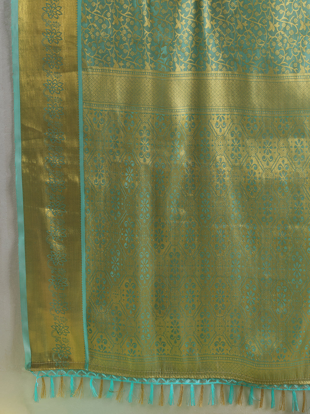PESTAL GREEN & PESTAL GREEN Kanchivaram Silk Kanjeevaram Saree | EZB SI04 SUMUS1002