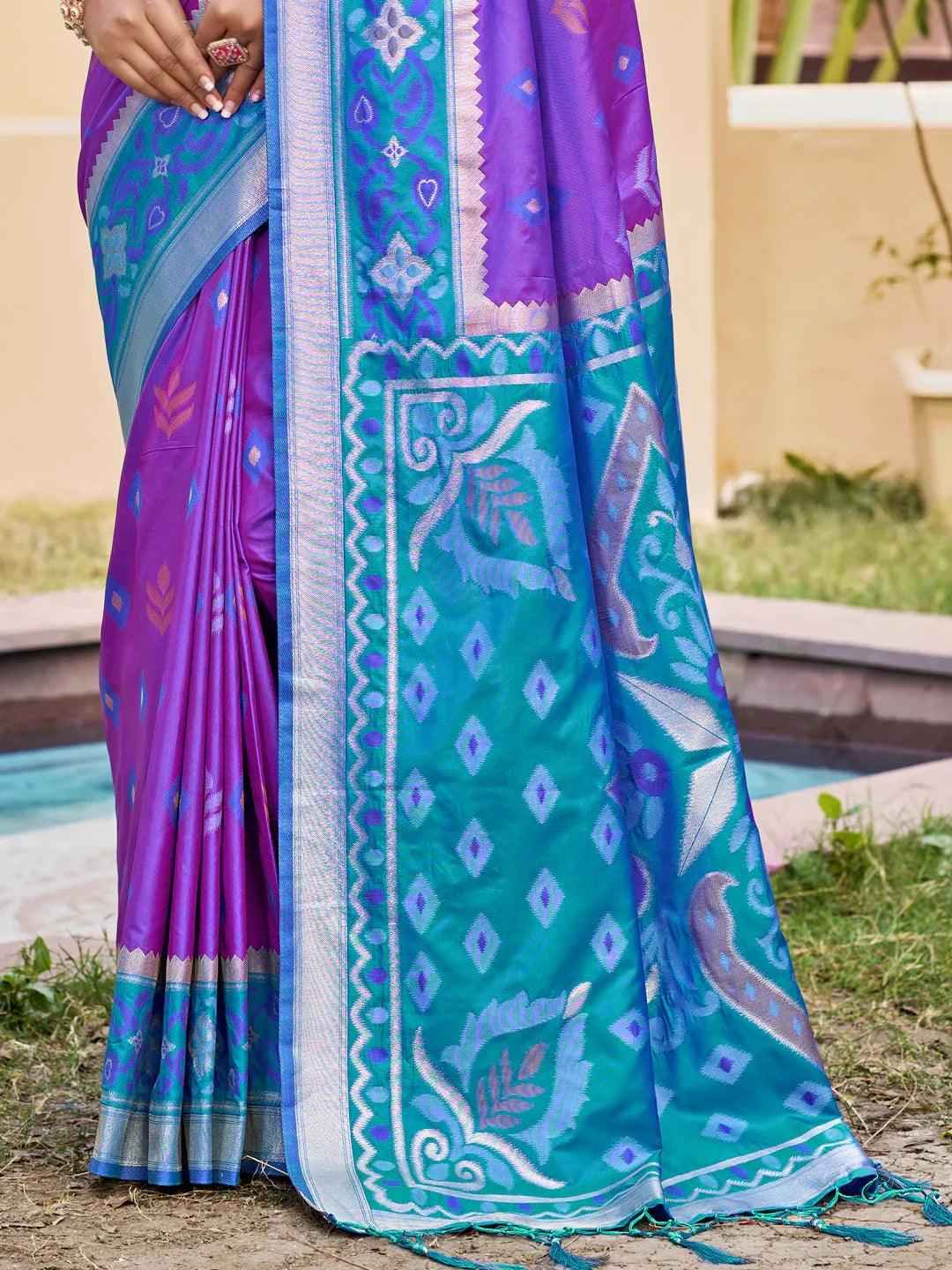 Purple Pochampalli Silk Brocade Saree | EZB SI04 SUPOC8008