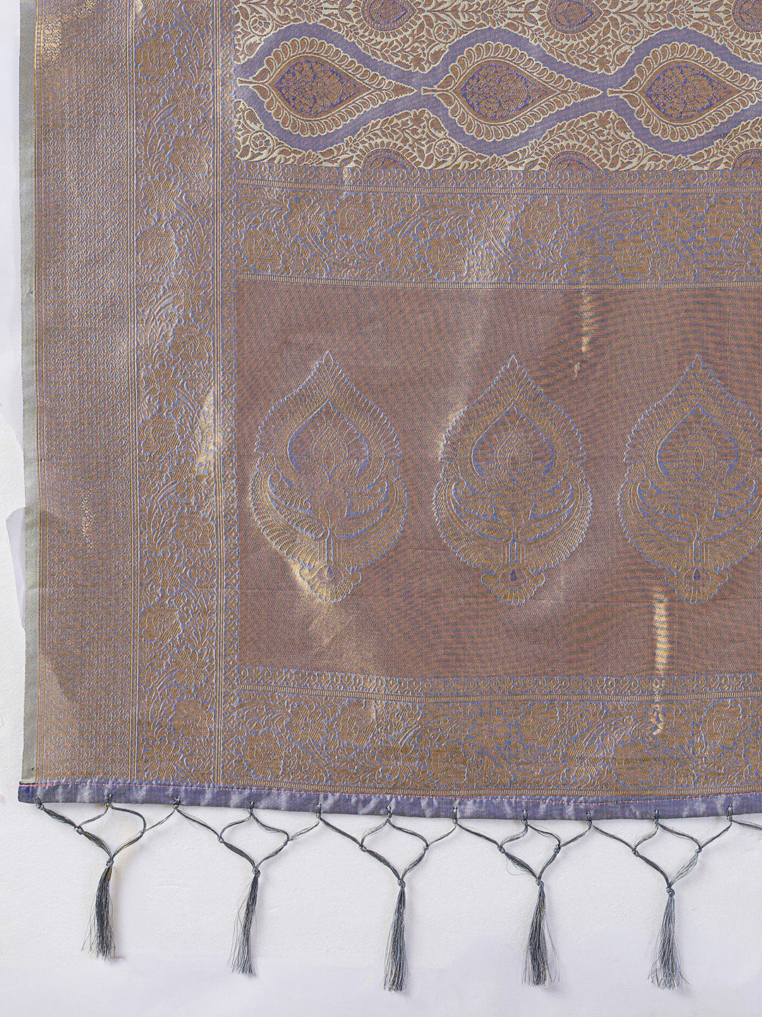 Grey Kanjivaram Silk Blend Brocade Saree | EZB SI04 SUPRS1005
