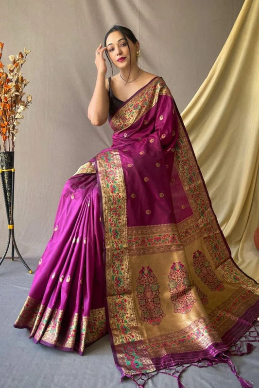 Violet Paithani Saree - EZBER