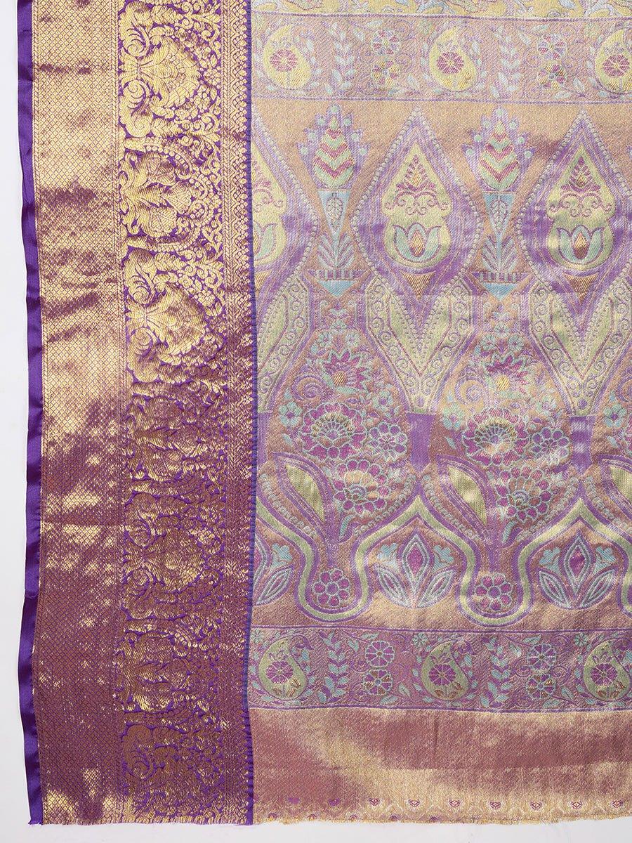 Violet Semi Silk Saree With Blouse Piece - EZBER