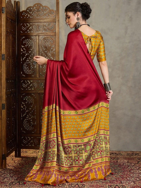 Yellow Semi Modal Saree | EZB GF02 LUX 17002 - EZBER