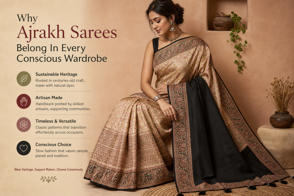 Why Ajrakh Sarees Belong In Every Conscious Wardrobe