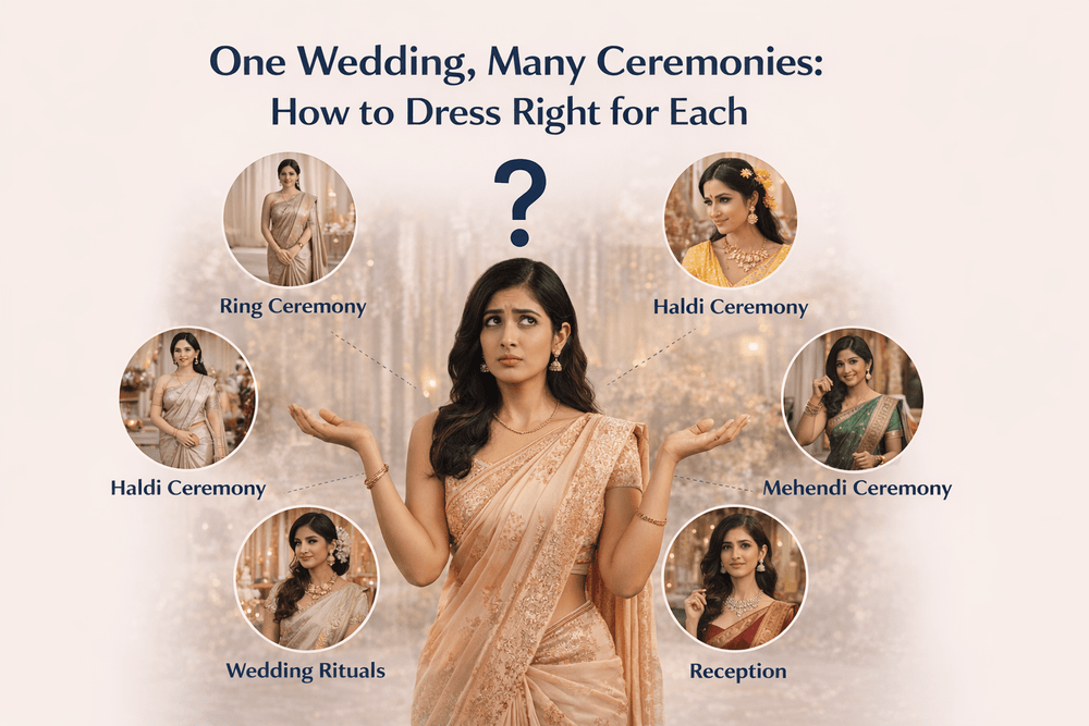 One Wedding, Many Ceremonies: What Saree to Wear for Every Function - EZBER
