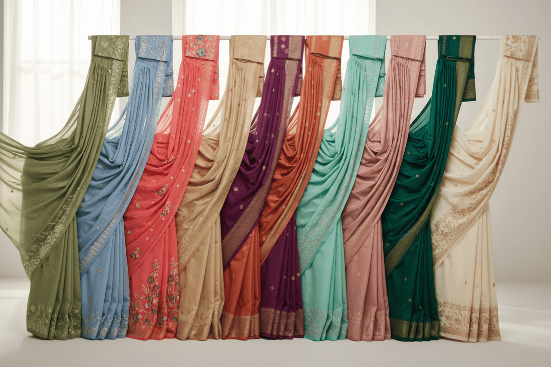 Top 10 Saree Colours Trending in 2025 for Modern Indian Women (EZBER Colour Guide) - EZBER