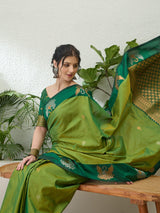 Handloom Silk Green Printed Saree | EZB GF02 NOOR V1 32002