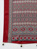 Semi Modal Black Printed Saree With Blouse | EZB GF02 LUX 13002