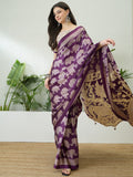 Semi Modal Purple Printed Saree | EZB GF02 RAGA V3 53004