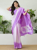 Semi Modal Lavender Printed Saree | EZB GF02 LUX 27001