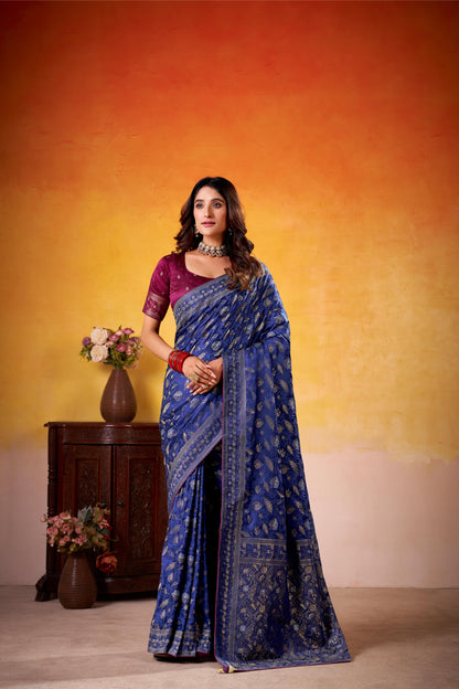 Fancy Dolla Silk Woven Design Work Handloom Silk Saree With Blouse Piece