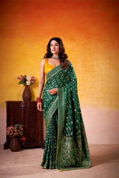 Fancy Dolla Silk Woven Design Work Handloom Silk Saree With Blouse Piece