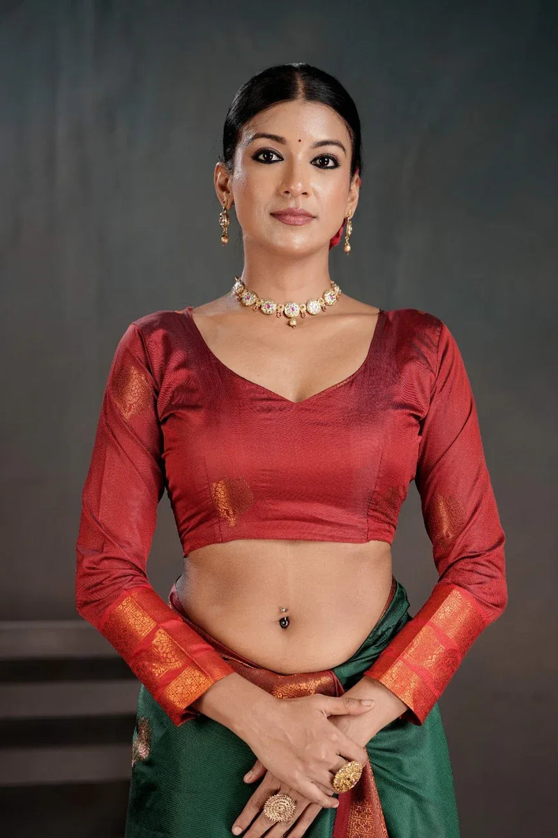 Soft Silk Chitt Pallue With Contrast Blouse Weaving Saree - EZBER