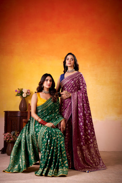 Fancy Dolla Silk Woven Design Work Handloom Silk Saree With Blouse Piece