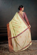 Soft Silk Chitt Pallue With Contrast Blouse Weaving Saree - EZBER