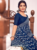 Blue Mulmul Cottons Saree With Blouse Piece - EZBER